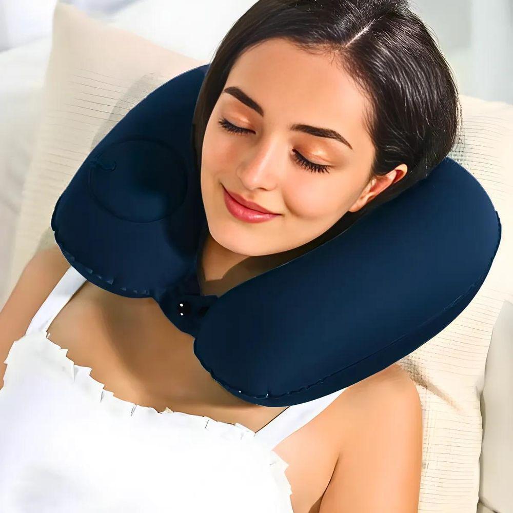 Travesseiro Almofada Pescoço Inflável E Portátil Viagem - 3