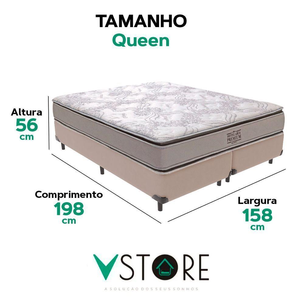 Cama Box Queen E Colchão Four Season Molas V-store Bege - 3