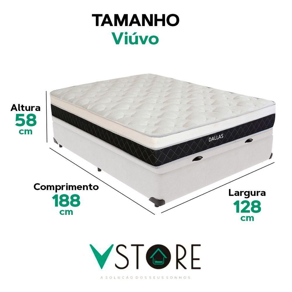 Cama Box Baú Viúvo Branco E Colchão Dallas Molas Vstore - 3