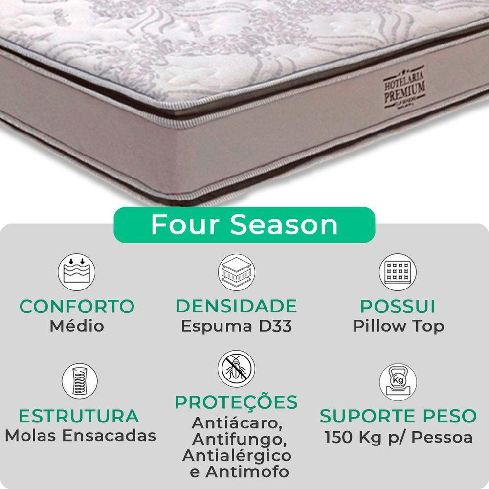 Cama Box Marrom E Colchão Four Season Molas Vstore 78x188x30 - 2