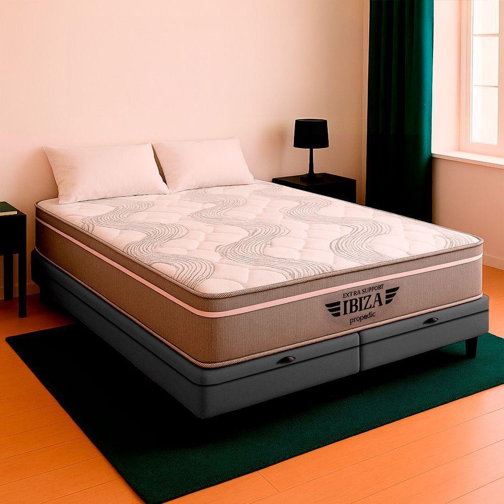 Cama Box King Cinza E Colchão Ibiza Molas Ensacadas Vstore - 1