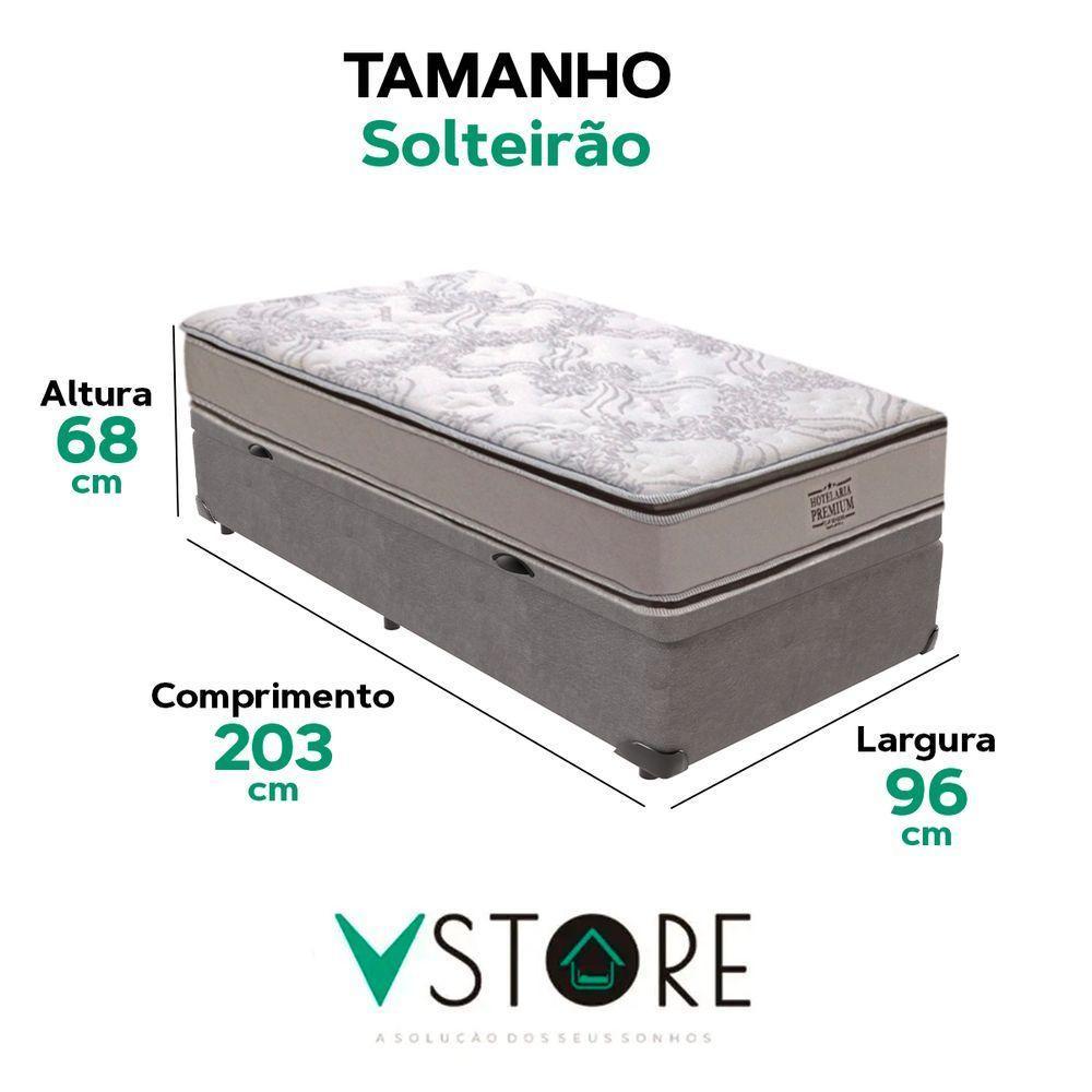 Cama Box Baú Solteirão E Colchão Four Season Molas V-store Cinza - 3