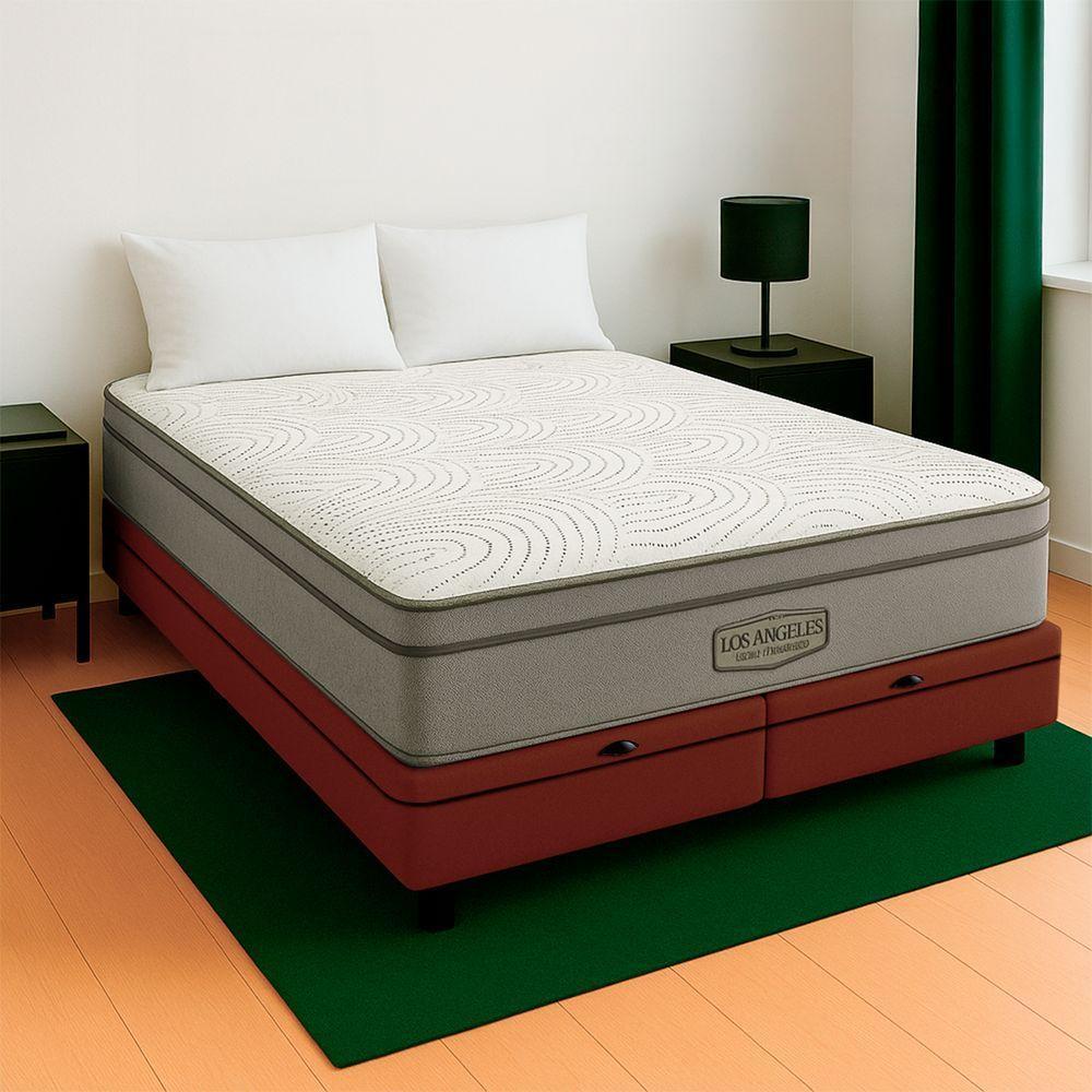 Cama Box Baú King E Colchão Los Angeles Molas V-store Marrom - 1