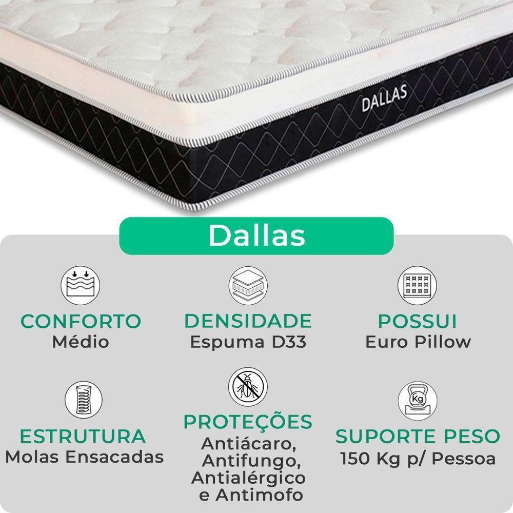 Cama Box Baú Queen Preto E Colchão Dallas Molas Vstore - 2