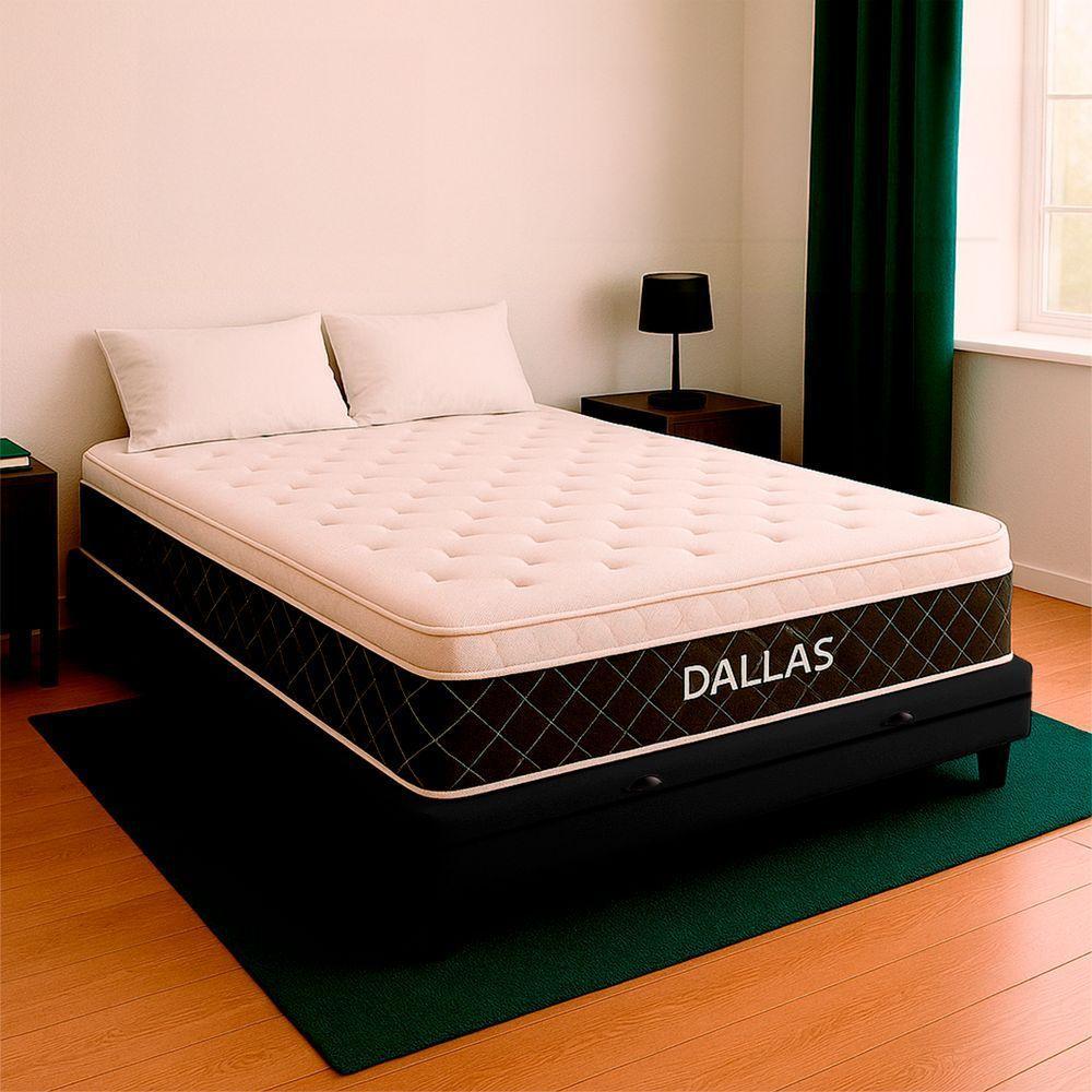 Cama Box Baú Casal E Colchão Dallas Molas V-store Preto - 1