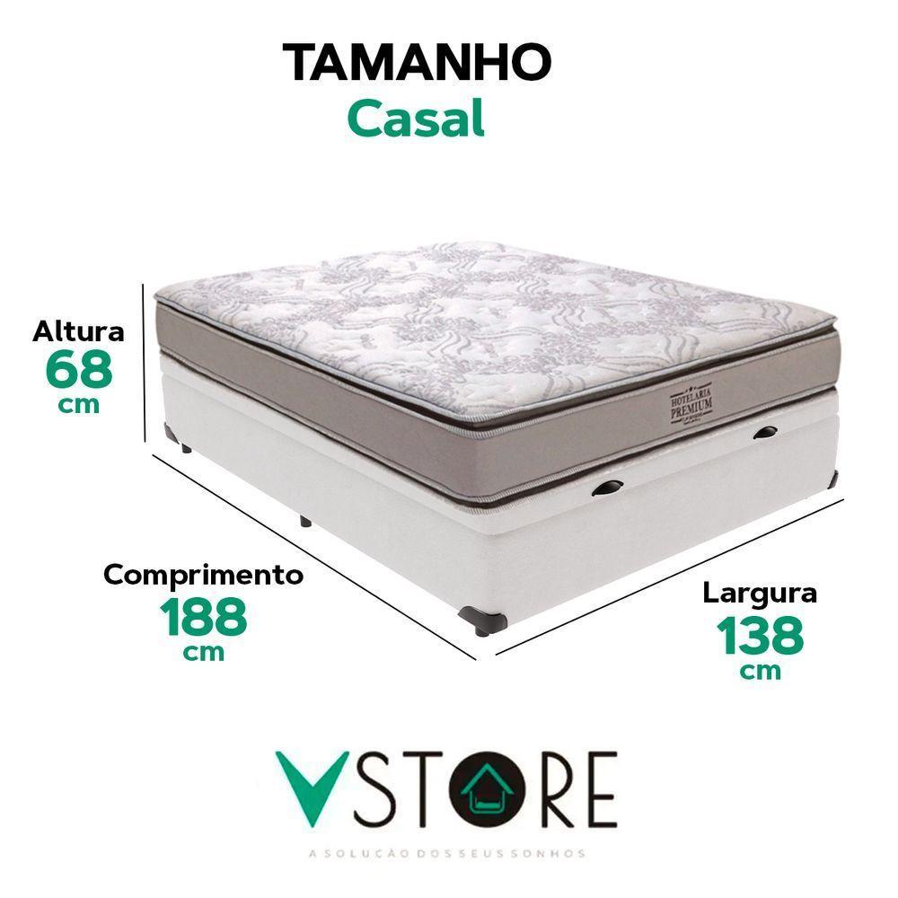 Cama Box Baú Casal Branco E Colchão Four Season Molas Vstore - 3