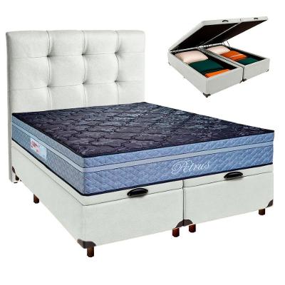 Kit Cama Box Bau + Cabeceira + Colchão Casal Molas Ensacadas - Petrus - Paropas