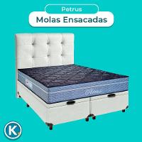 Kit Cama Box Bau + Cabeceira + Colchão Casal Molas Ensacadas - Petrus - Paropas