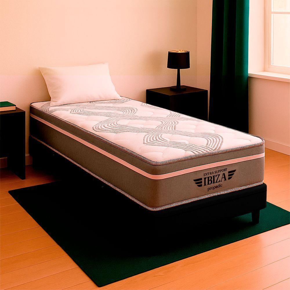 Cama Box Solteiro E Colchão Ibiza Molas V-store 78x188x22 Preto - 1