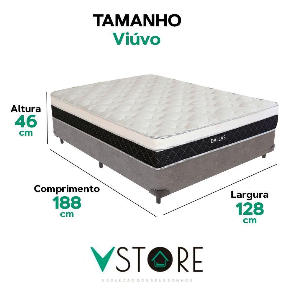Cama Box Viúvo Cinza Colchão Dallas Molas Vstore 128x188x20 - 3