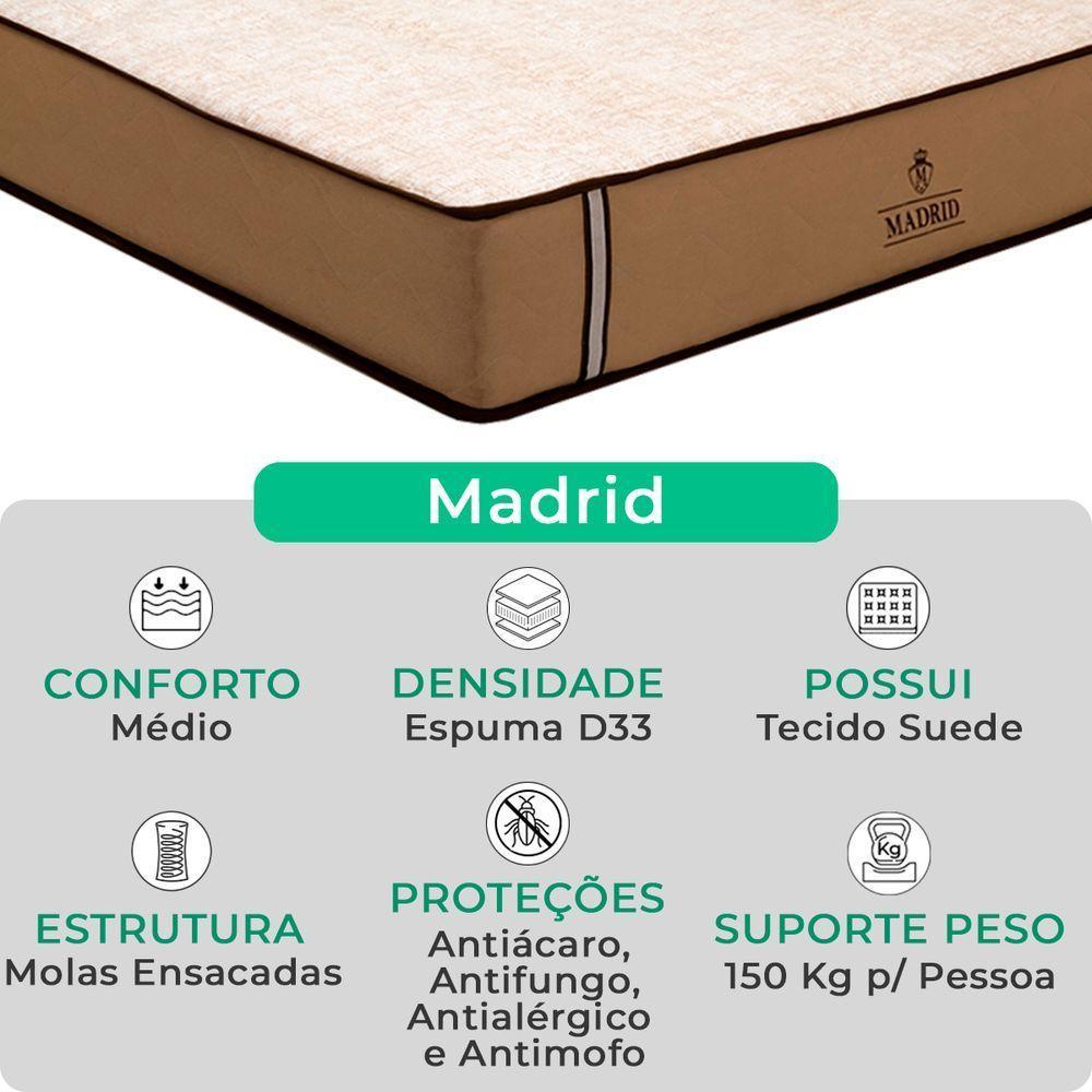 Cama Box Viúvo Preto Colchão Madrid Molas Vstore 128x188x28 - 2