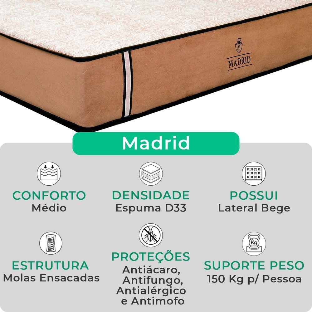 Cama Box Baú E Colchão Madrid Molas V-store 78x188x28 Marrom - 2