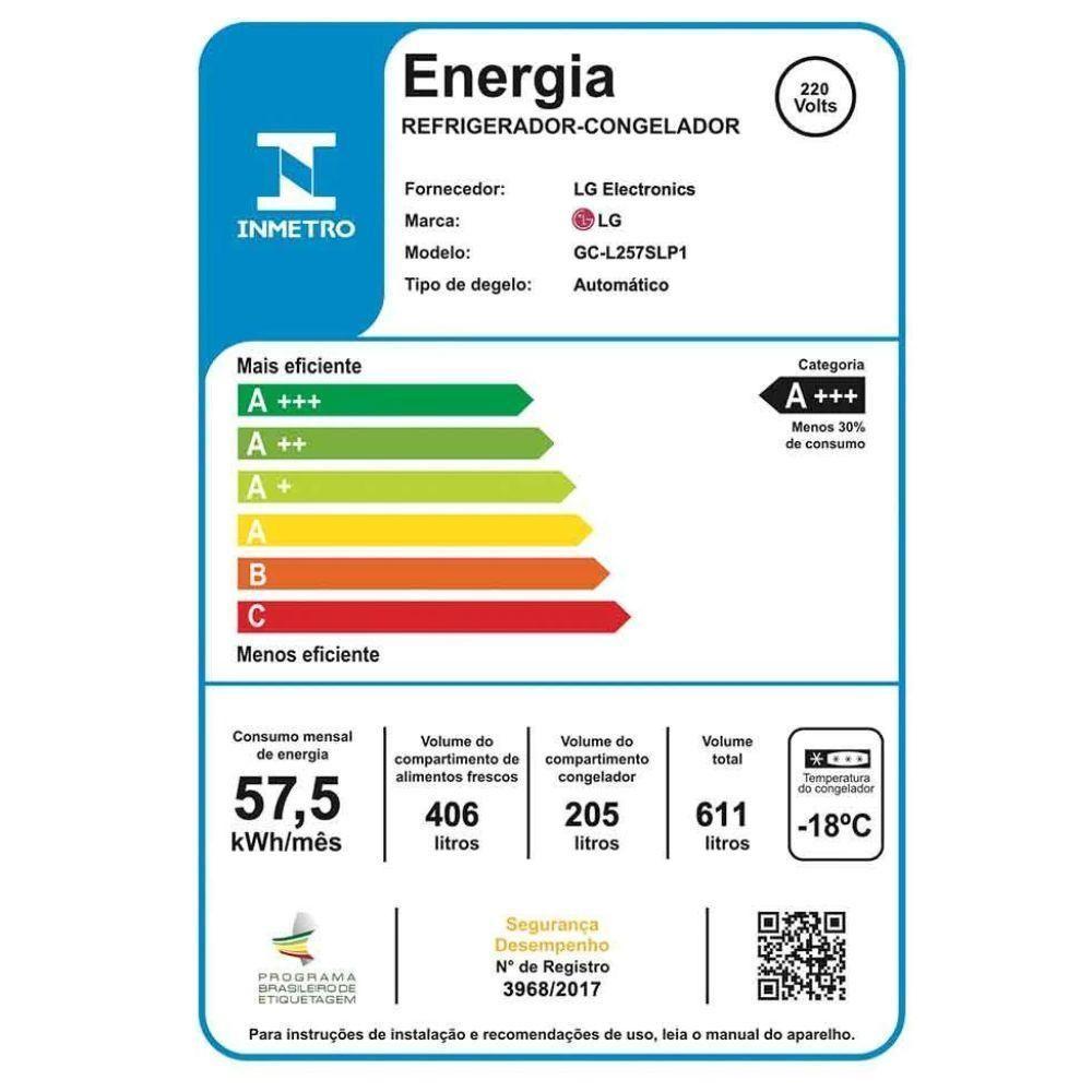 Geladeira Smart LG Side By Side Uvnano 611L Inverter GC-L257SLP Aço Escovado220V - 6