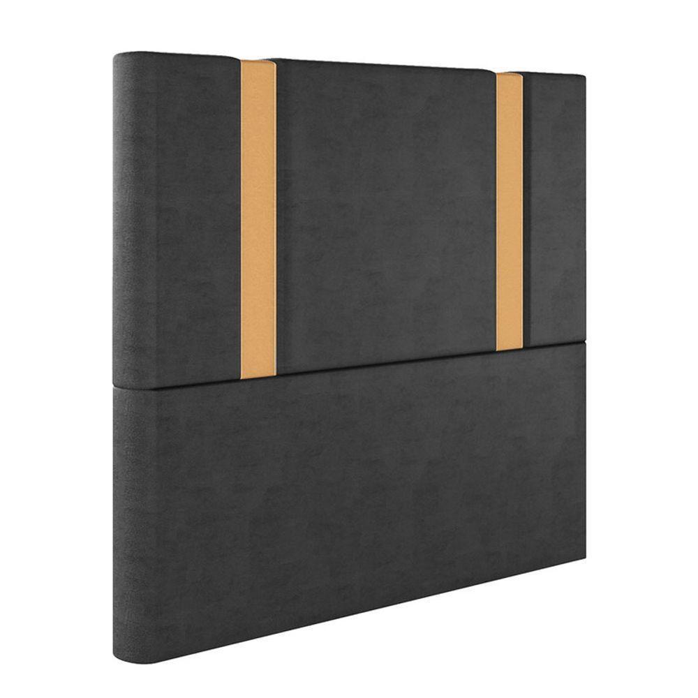 Cabeceira Estofada King 195 Cm Ametista Veludo Preto - 2