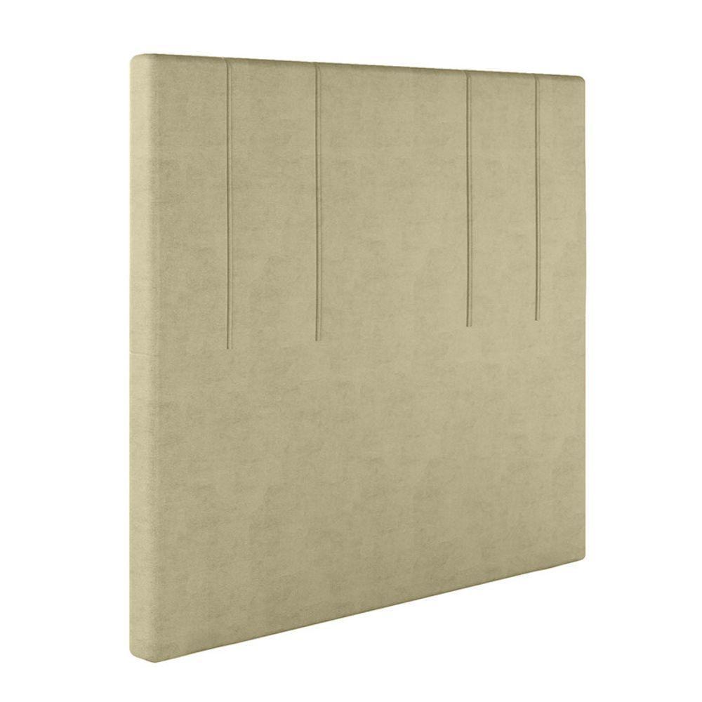 Cabeceira Estofada Casal 140 Cm Rubi Veludo Bege - 2