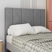 Cabeceira Estofada Casal 140 Cm Rubi Veludo Cinza - 1