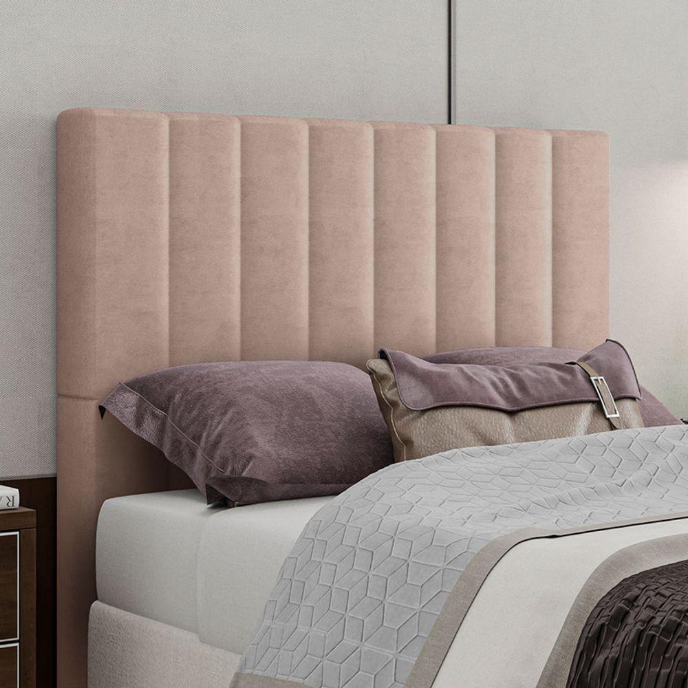 Cabeceira Estofada Casal 140 Cm Esmeralda Veludo Rose - 1
