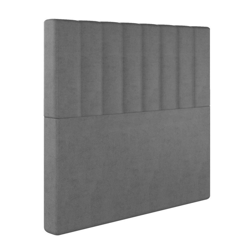 Cabeceira Estofada Casal 140 Cm Esmeralda Veludo Cinza - 2