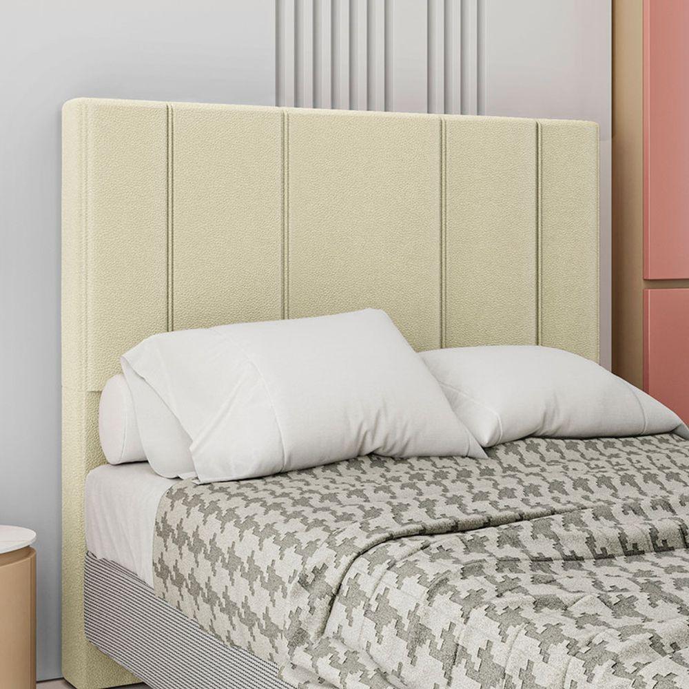 Cabeceira Estofada Casal 140 Cm Rubi Corino Bege - 1