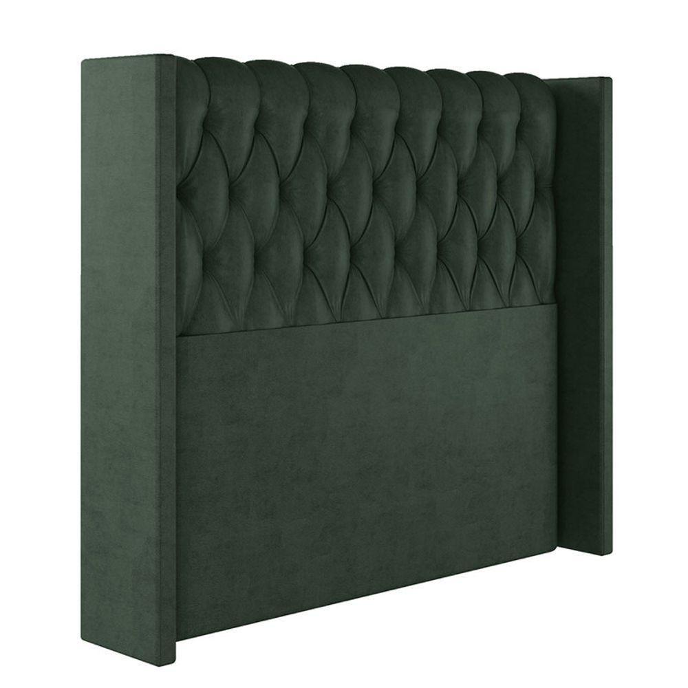 Cabeceira Estofada Casal 140 Cm Pérola Veludo Verde - 2