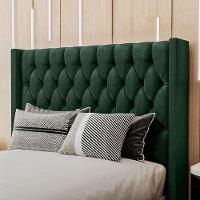 Cabeceira Estofada Casal 140 Cm Pérola Veludo Verde - 1