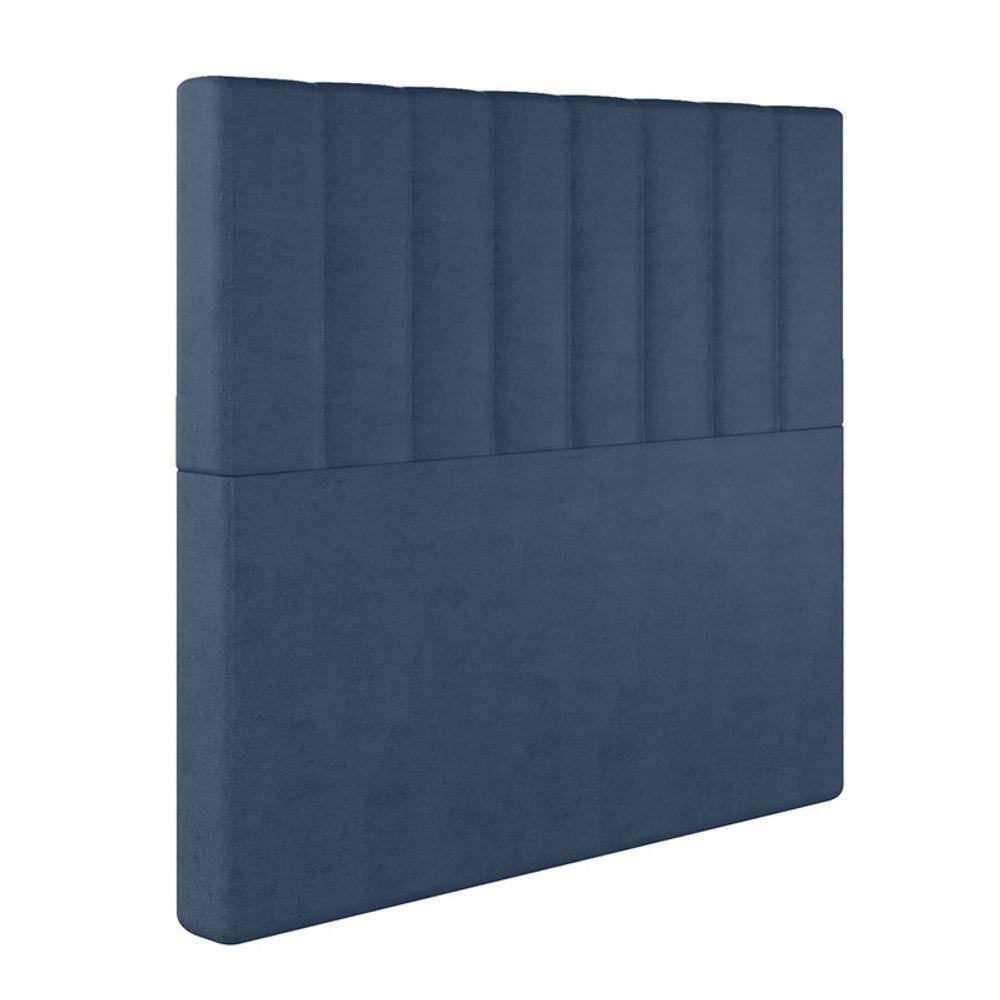 Cabeceira Estofada Casal 140 Cm Esmeralda Veludo Azul Marinho - 2