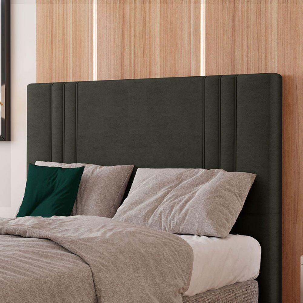 Cabeceira Estofada Casal 140 Cm Diamante Veludo Marrom - 1