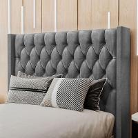 Cabeceira Estofada Casal 140 Cm Pérola Veludo Cinza - 1