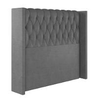 Cabeceira Estofada Casal 140 Cm Pérola Veludo Cinza - 2