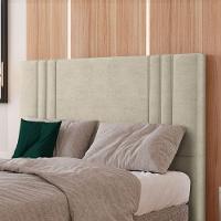 Cabeceira Estofada Casal 140 Cm Diamante Veludo Bege - 1