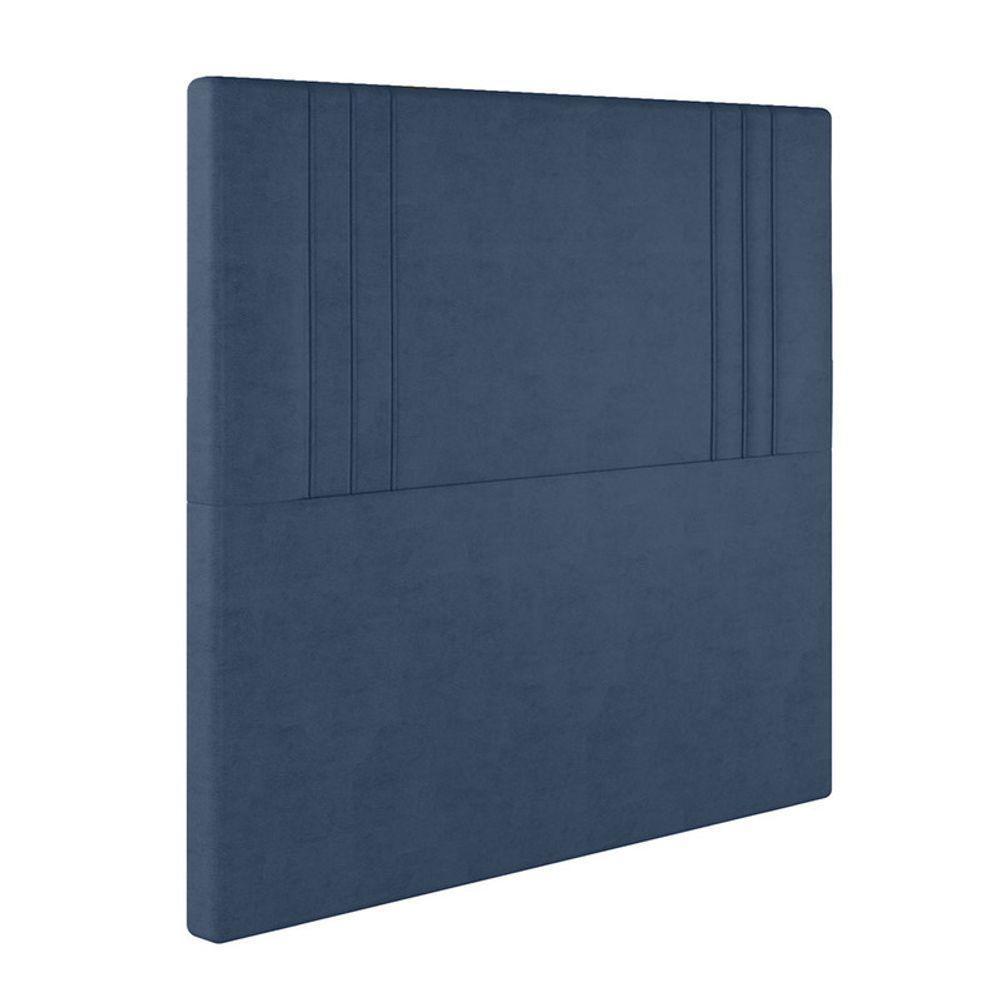 Cabeceira Estofada Casal 140 Cm Diamante Veludo Azul Marinho - 2