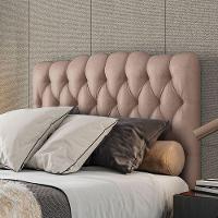 Cabeceira Estofada Casal 140 Cm Prisma Veludo Rose - 1