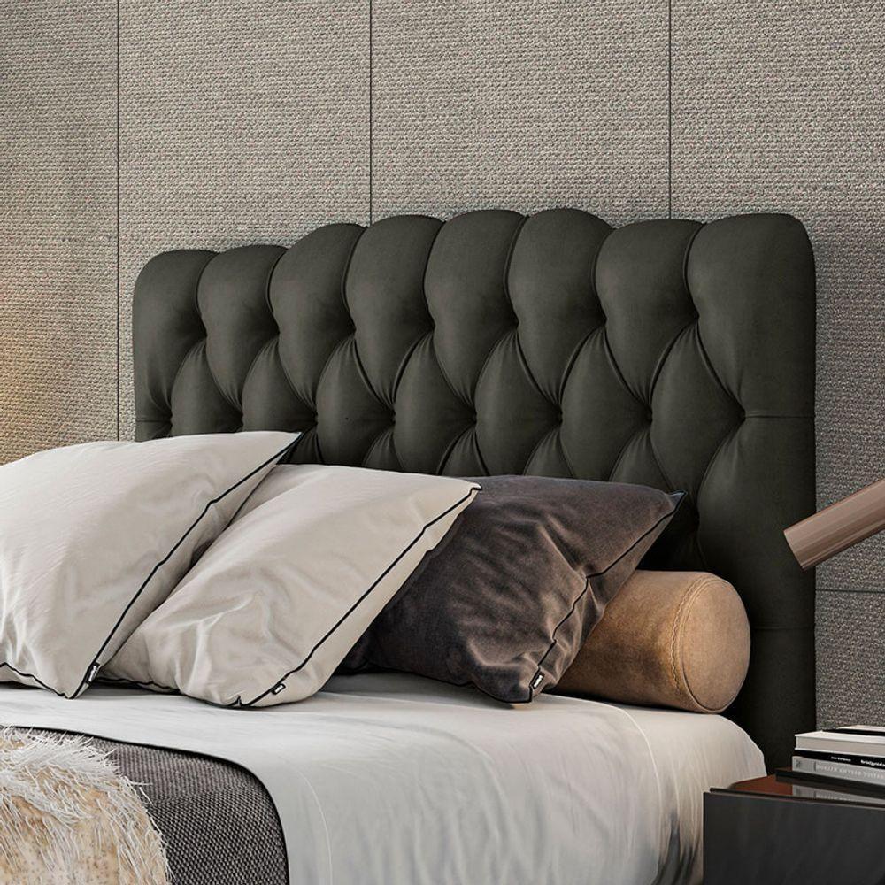 Cabeceira Estofada Casal 140 Cm Prisma Veludo Marrom - 1