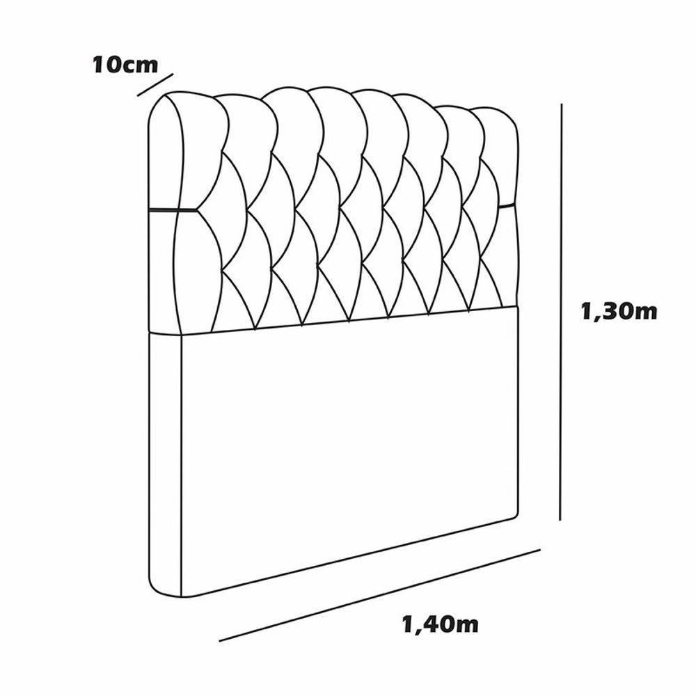 Cabeceira Estofada Casal 140 Cm Prisma Veludo Marrom - 3