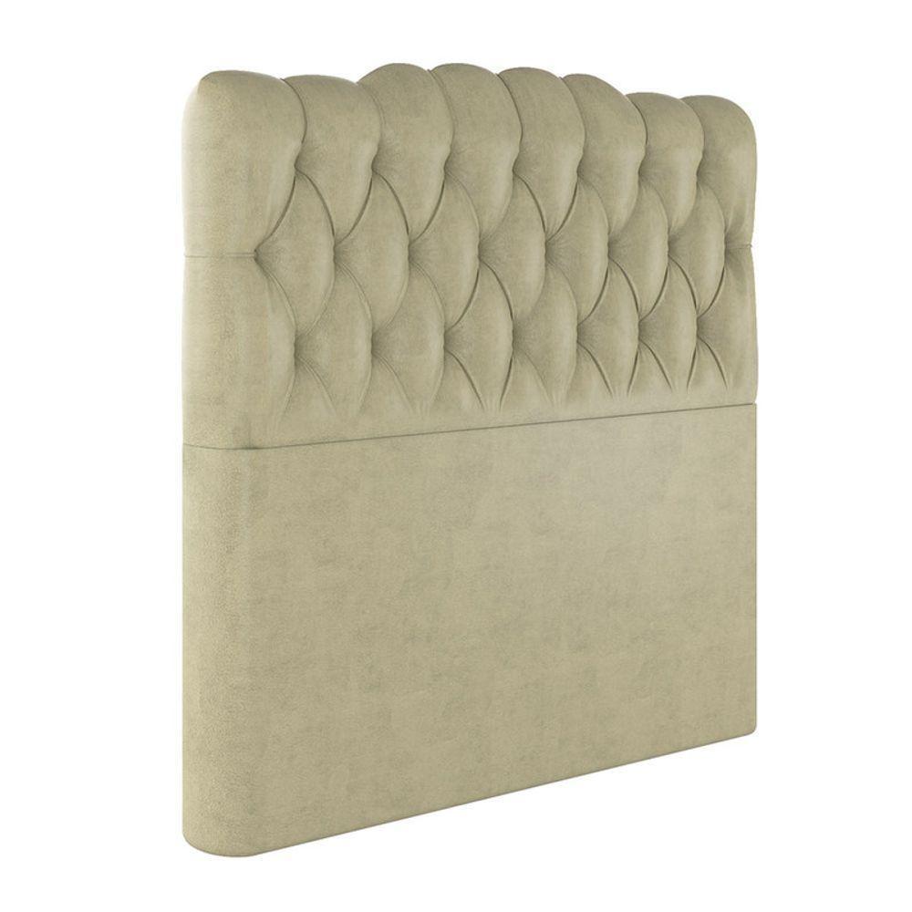 Cabeceira Estofada Casal 140 Cm Prisma Veludo Bege - 2