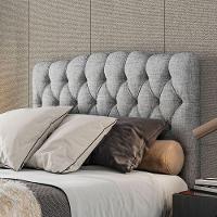 Cabeceira Estofada Casal 140 Cm Prisma Linho Cinza - 1