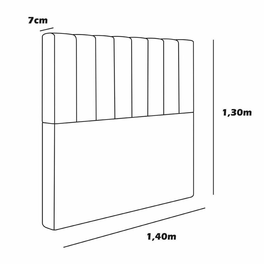 Cabeceira Estofada Casal 140 Cm Esmeralda Corino Branco - 3