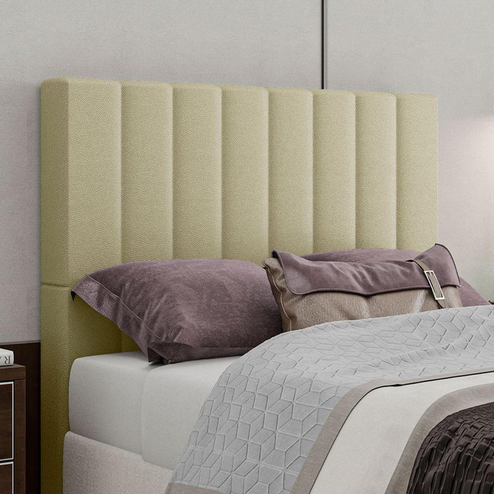 Cabeceira Estofada Casal 140 Cm Esmeralda Corino Bege - 1