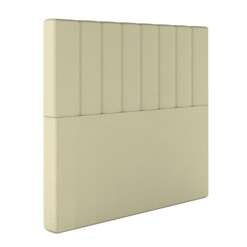 Cabeceira Estofada Casal 140 Cm Esmeralda Corino Bege - 2