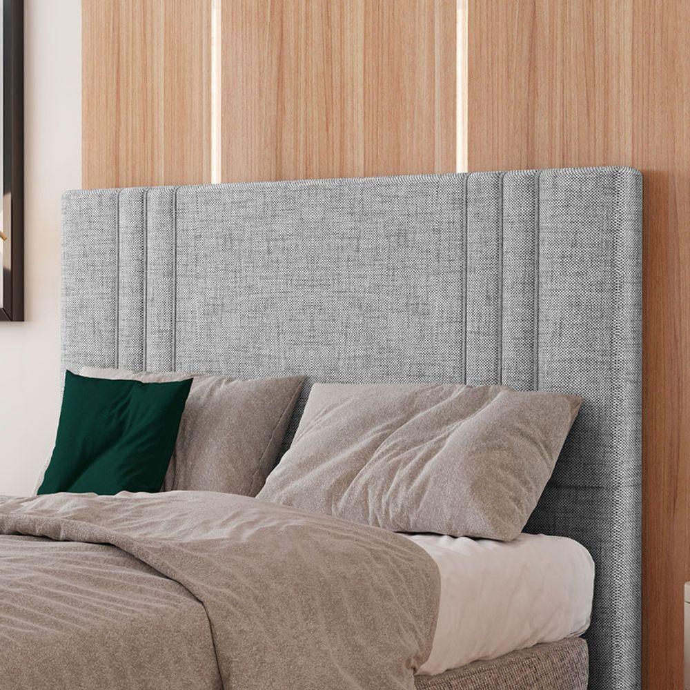 Cabeceira Estofada Casal 140 Cm Diamante Linho Cinza - 1