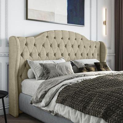 Cabeceira Estofada Casal 140 Cm Cristal Veludo Bege