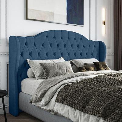 Cabeceira Estofada Casal 140 Cm Cristal Veludo Azul Marinho