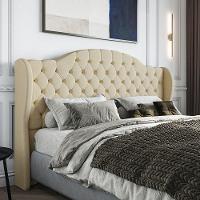 Cabeceira Estofada Casal 140 Cm Cristal Linho Creme - 1