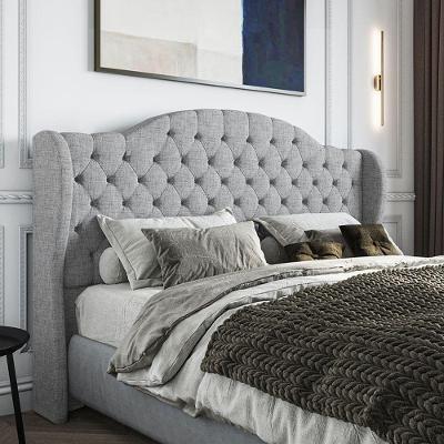 Cabeceira Estofada Casal 140 Cm Cristal Linho Cinza