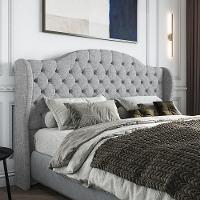 Cabeceira Estofada Casal 140 Cm Cristal Linho Cinza - 1