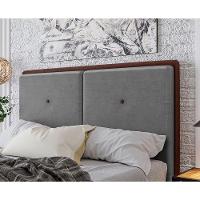 Cabeceira Estofada Casal 140 Cm Coral Veludo Cinza - 2