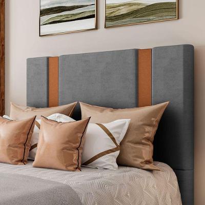 Cabeceira Estofada Casal 140 Cm Ametista Veludo Cinza