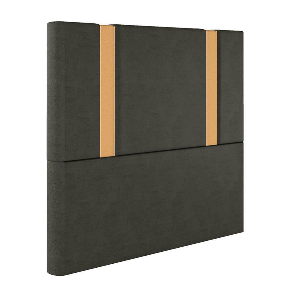 Cabeceira Estofada Casal 140 Cm Ametista Veludo Marrom - 2
