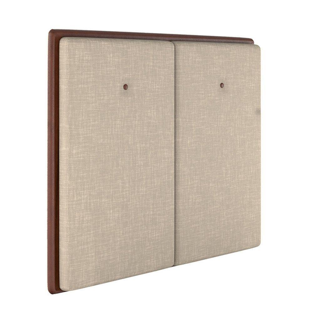 Cabeceira Estofada Casal 140 Cm Coral Linho Bege - 1