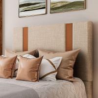 Cabeceira Estofada Casal 140 Cm Ametista Linho Bege - 1